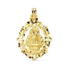 Virgen de la Cabeza Colgante Oro 18k medalla 28 mm. silueta tallada b