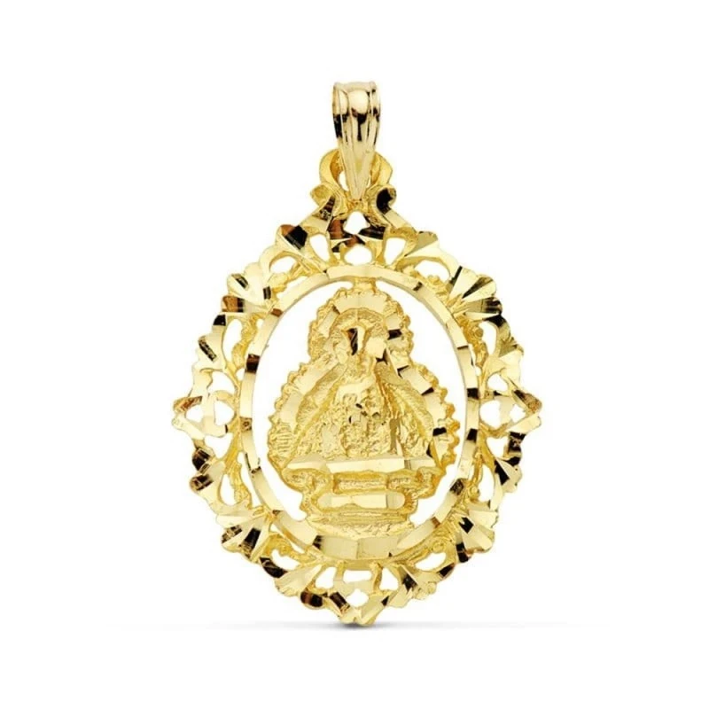 Virgen de la Cabeza Colgante Oro 18k medalla 28 mm. silueta tallada b
