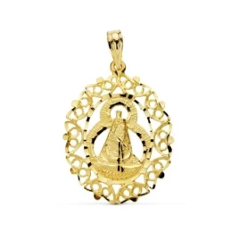 Virgen de la Cabeza Colgante Oro 18k medalla 28 mm. silueta tallada b