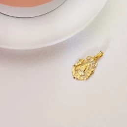 Virgen de la Cabeza Colgante Oro 18k medalla 21 mm. escudo calado áng