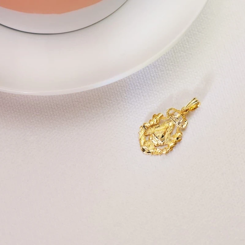 Virgen de la Cabeza Colgante Oro 18k medalla 21 mm. escudo calado áng