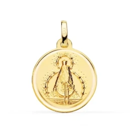 Virgen de la Cabeza Colgante Oro 18k medalla 18 mm. relieve borde bis