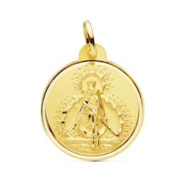 Virgen de la Cabeza Colgante Oro 18k medalla 22 mm. relieve borde bis