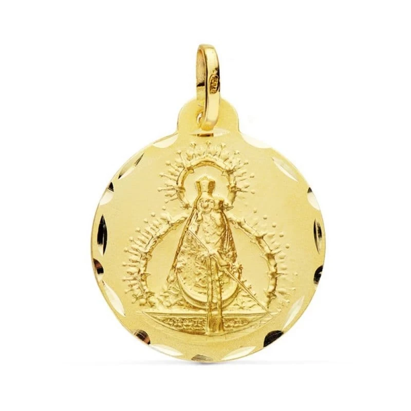 Virgen de la Cabeza Colgante Oro 18k medalla 22 mm. patrona Andújar r