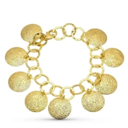 Pulsera Oro 18k eslabones aro fetiches discos redondos