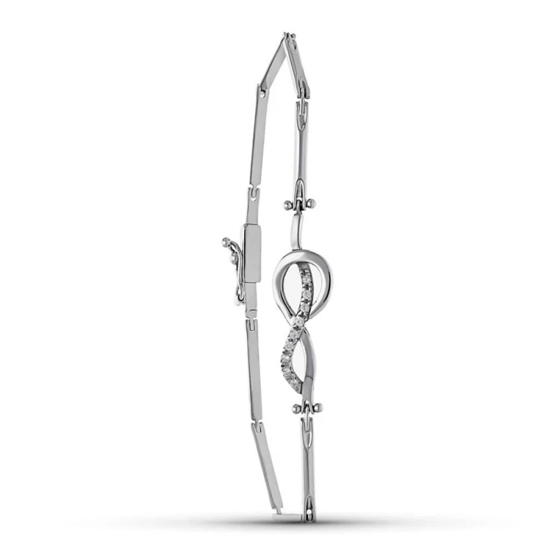 Pulsera Oro 18k blanco tramo circonitas infinito