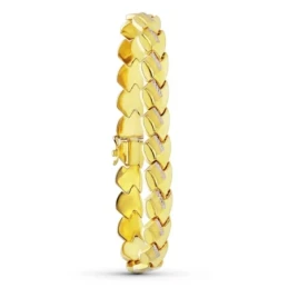 Pulsera Oro 18k bicolor 20 cm. estampación brillo mate