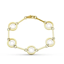 Pulsera Oro 18k bicolor eslabones redondos motivo círculos