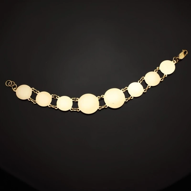 Pulsera Oro 18k Greca 20.cm. Gorgona trasera lisa medallas