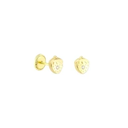Pendientes Oro 18k niña 4 mm. forma fresa circonita centro