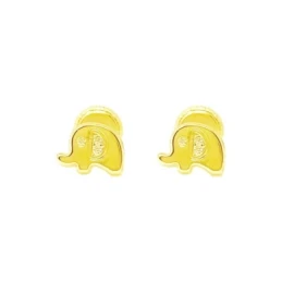 Pendientes Oro 18k niña 4 mm. forma elefante 6 mm. circonita centro