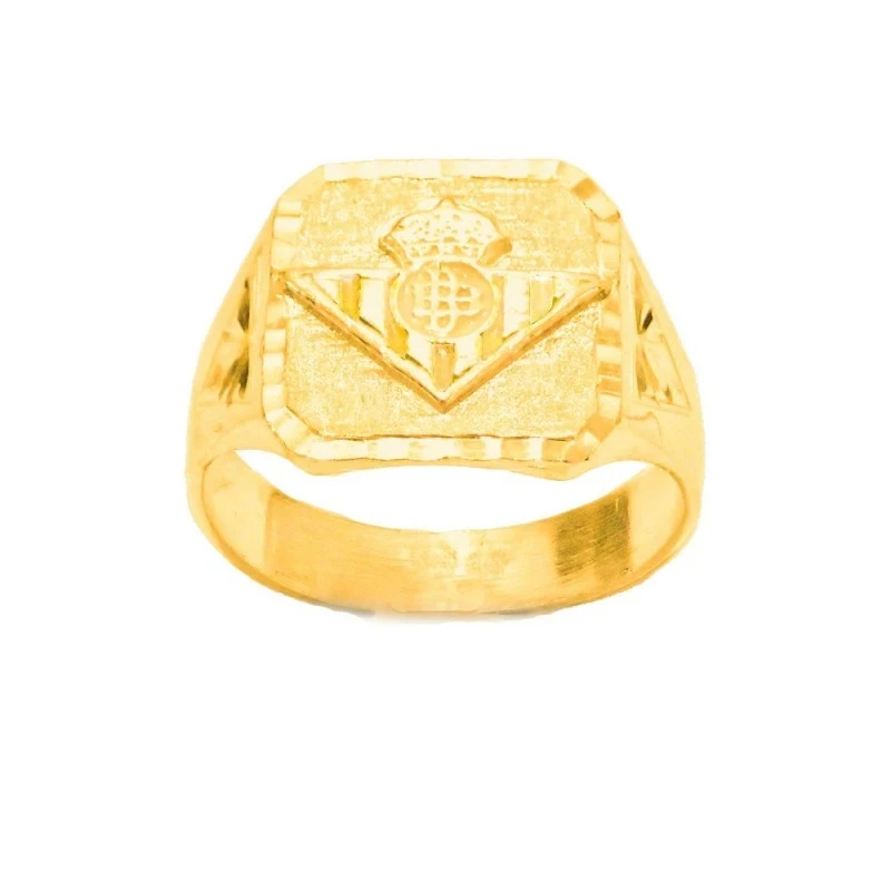 Real Betis Balompie Sello Oro 18k macizo hombre escudo detalles talla