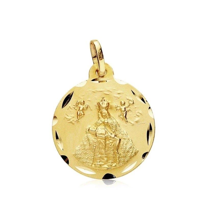 Virgen de África Medalla Oro 18k unisex 22 mm. borde detalles tallado