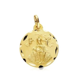 Virgen de África Medalla Oro 18k unisex 22 mm. borde detalles tallado