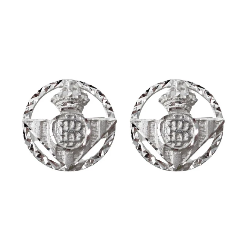 Real Betis Balompié Gemelos Oro Blanco 18k escudo aro calado 18 mm. d