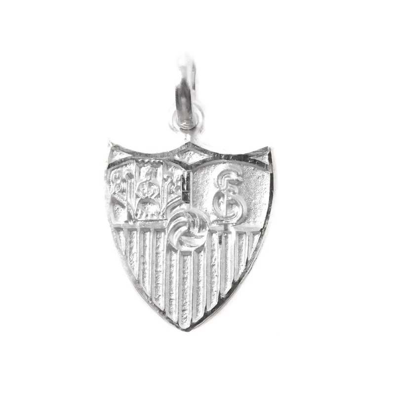 Sevilla FC Escudo Colgante Oro Blanco 18k macizo unisex 19 mm. detall