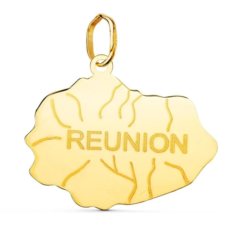 Colgante Oro 18k unisex 22 mm. Isla Reunion forma detalle ríos