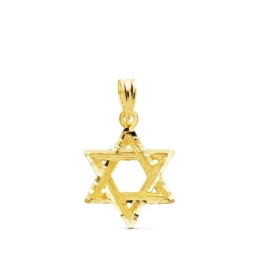 Estrella de David Colgante Amuleto Oro 18k unisex 15 mm. calada detal
