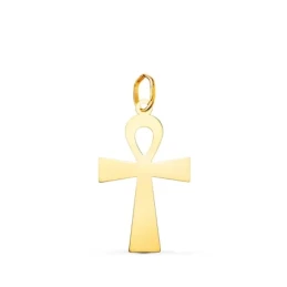 Cruz de la Vida Colgante Amuleto Oro 18k unisex 22 mm. lisa