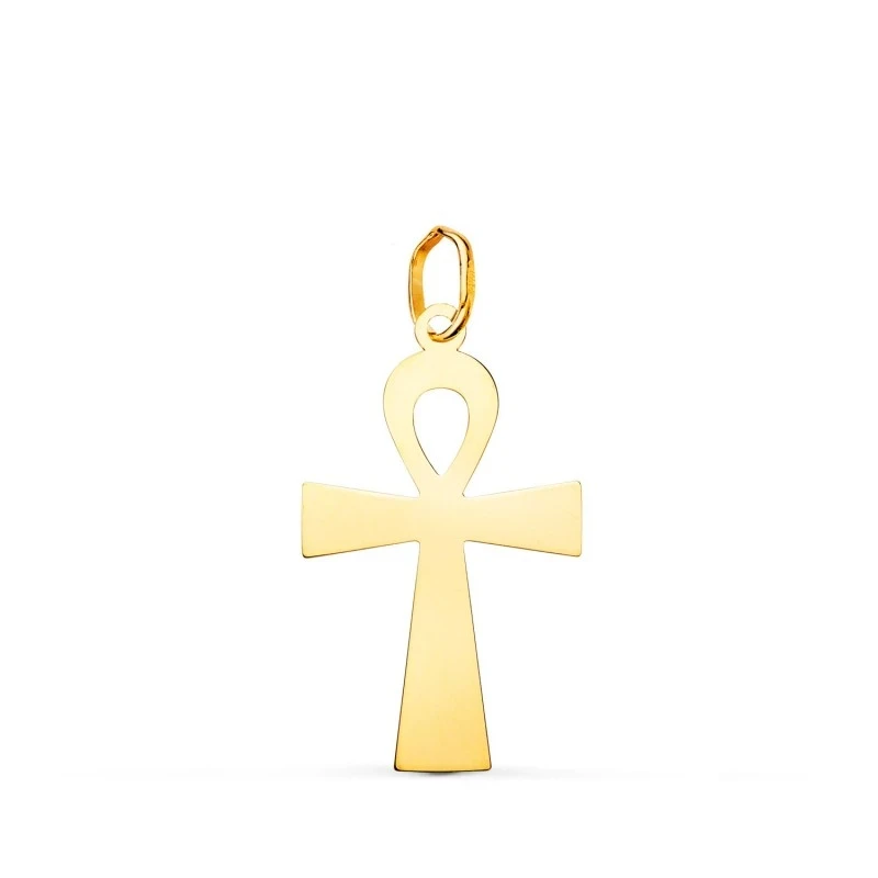 Cruz de la Vida Colgante Amuleto Oro 18k unisex 22 mm. lisa