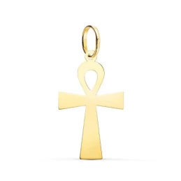 Cruz de la Vida Colgante Amuleto Oro 18k unisex 28 mm. lisa