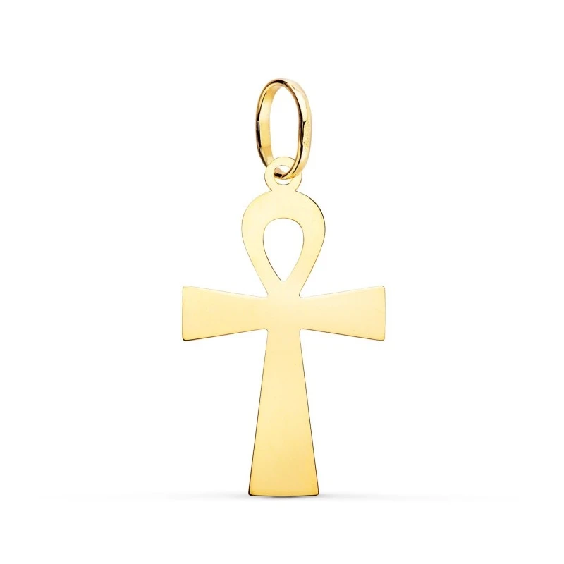 Cruz de la Vida Colgante Amuleto Oro 18k unisex 28 mm. lisa