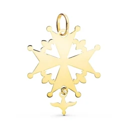 Cruz Huguenotte Colgante Oro 18k unisex 32 mm. detalle paloma lisa