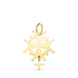 Cruz Huguenotte Colgante Oro 18k unisex 21 mm. detalle paloma lisa