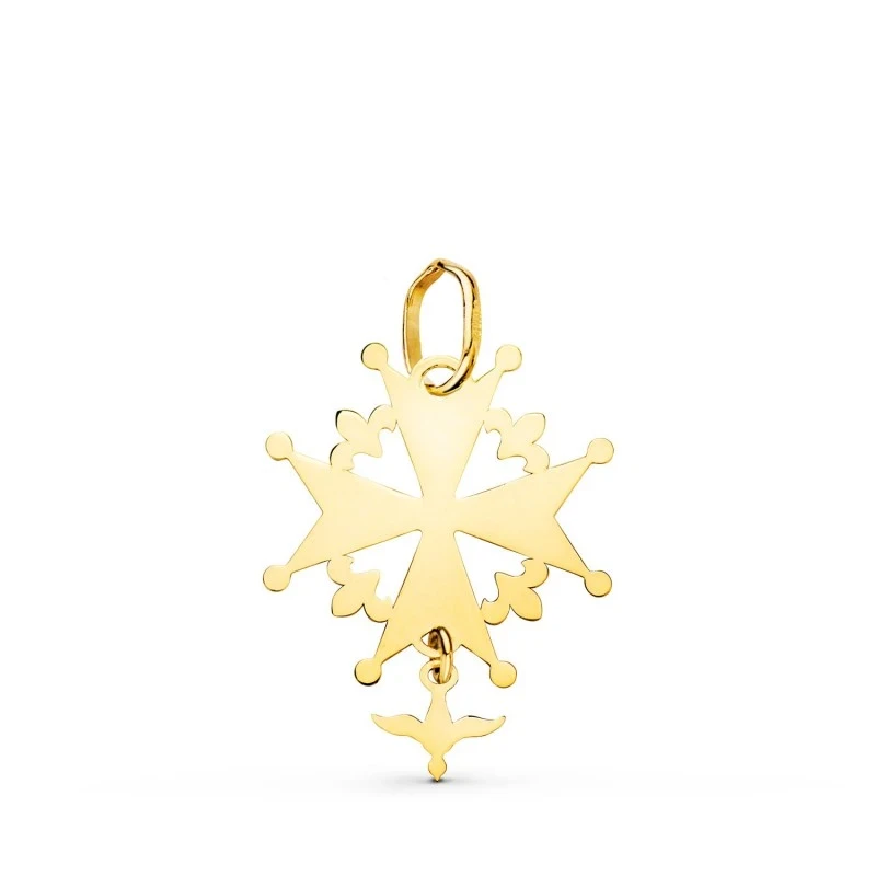 Cruz Huguenotte Colgante Oro 18k unisex 21 mm. detalle paloma lisa