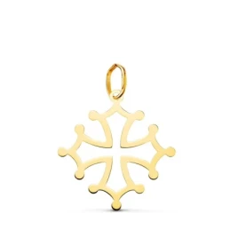 Cruz Occitania Colgante Oro 18k unisex 21 mm. calada lisa