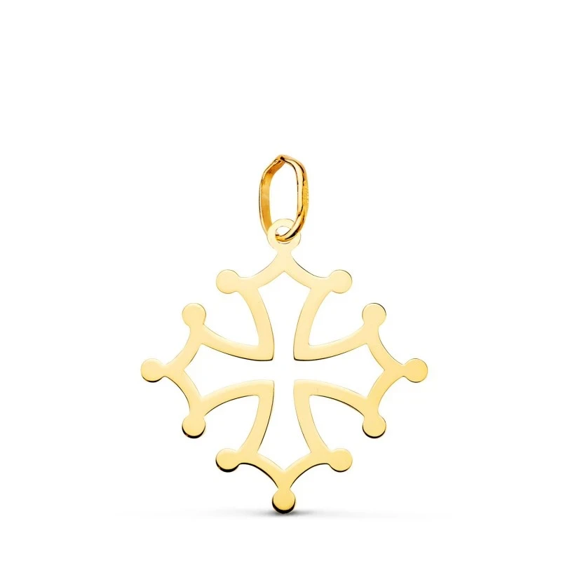 Cruz Occitania Colgante Oro 18k unisex 21 mm. calada lisa