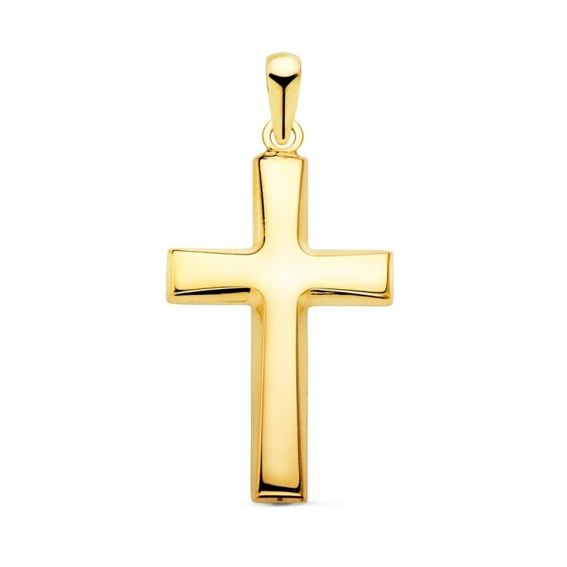 Cruz Oro 18k unisex 25 mm. lisa plana hueca