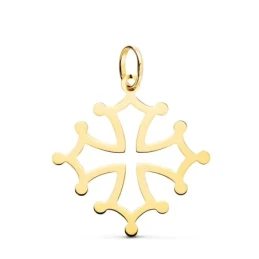 Cruz Occitania Colgante Oro 18k unisex 26 mm. calada lisa