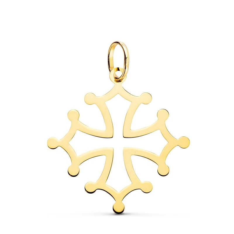Cruz Occitania Colgante Oro 18k unisex 26 mm. calada lisa