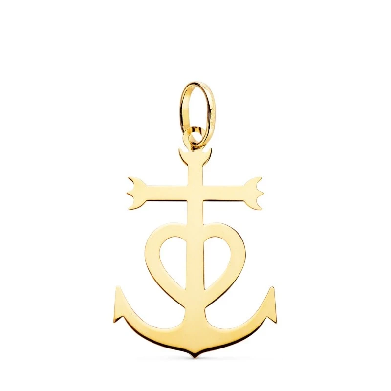 Cruz de la Camarga Colgante Oro 18k unisex 27 mm. lisa