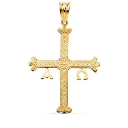 Cruz de Covadonga Oro 18k unisex 37 mm. detalles relieve formas
