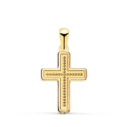Cruz Oro 18k unisex 19 mm. detalle bolas centro borde