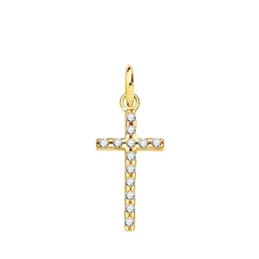 Cruz Oro 18k unisex 16 mm. detalle circonitas