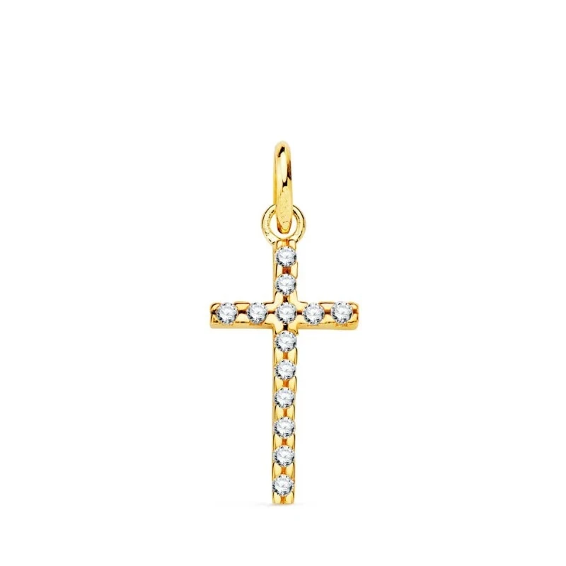 Cruz Oro 18k unisex 16 mm. detalle circonitas
