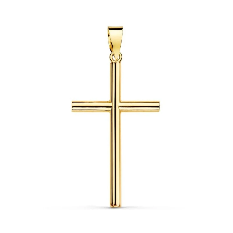 Cruz Oro 18k unisex 26 mm. tubo hueca lisa