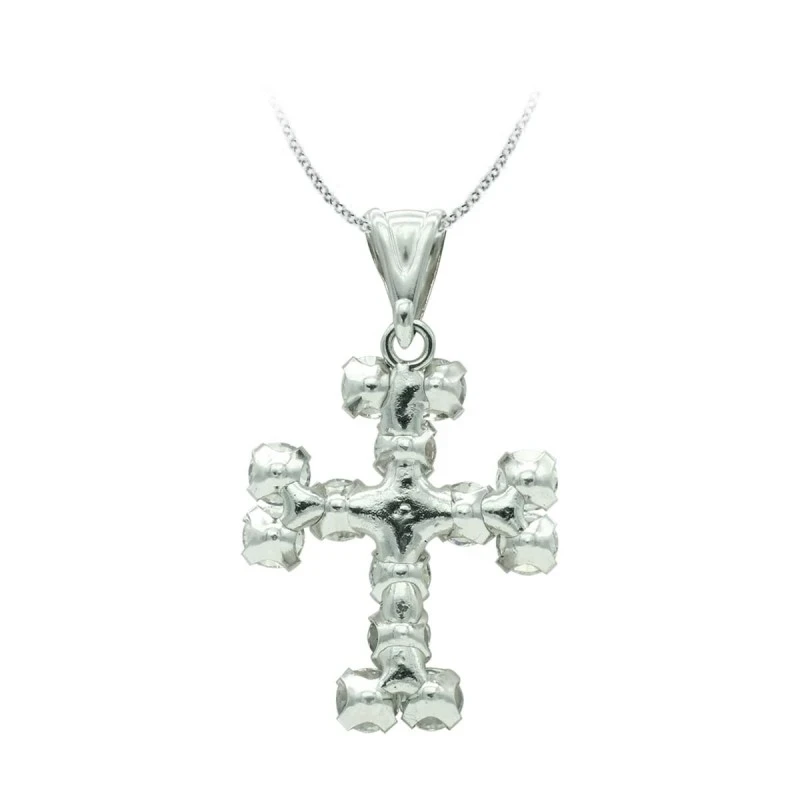 Cruz Oro Blanco 18k mujer 20 mm. circonitas