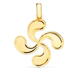 Lauburu Colgante Amuleto  Oro 18k unisex 28 mm. liso brillo