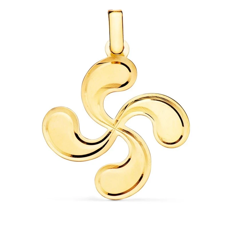 Lauburu Colgante Amuleto  Oro 18k unisex 28 mm. liso brillo