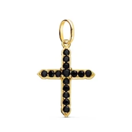Cruz Oro 18k mujer 24 mm. circonitas color garras