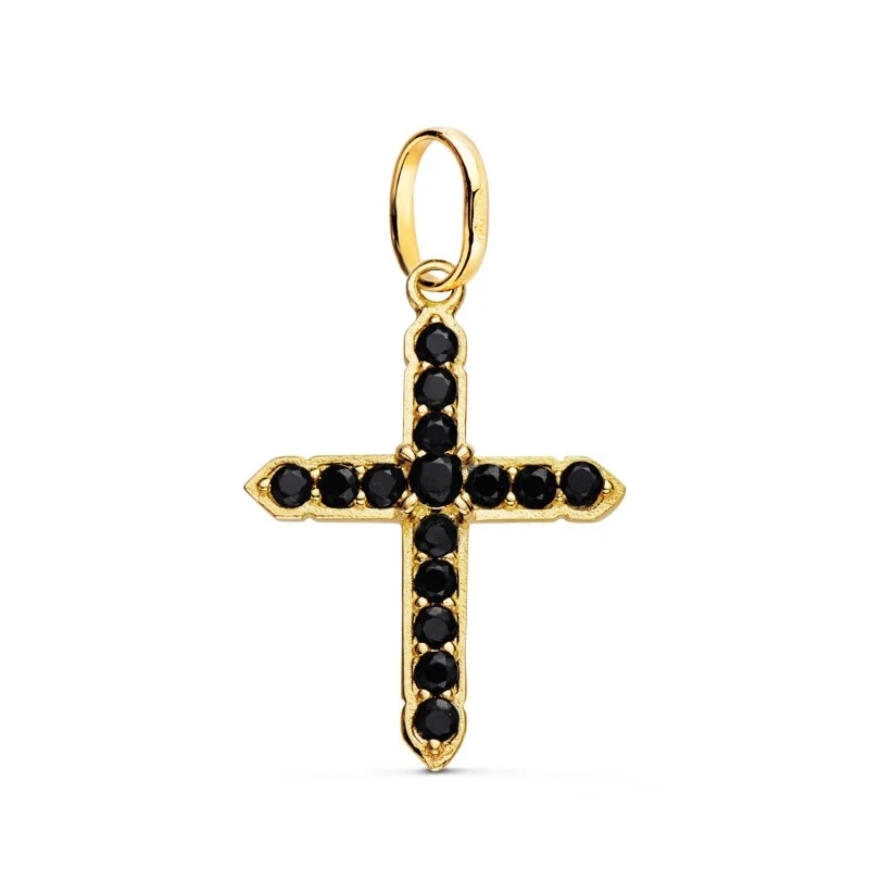 Cruz Oro 18k mujer 24 mm. circonitas color garras