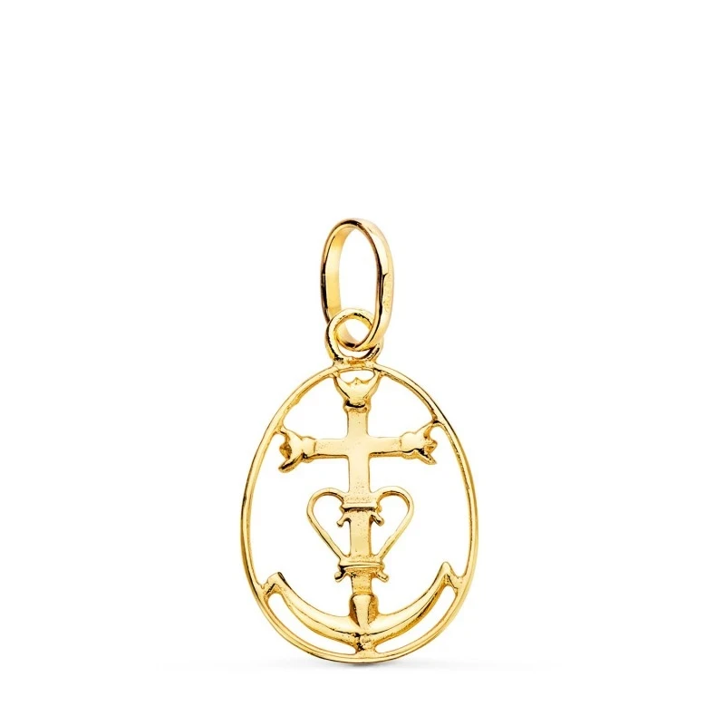 Cruz de la Camarga Colgante Oro 18k unisex 22 mm. cerco calado