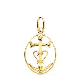 Cruz de la Camarga Colgante Oro 18k unisex 25 mm. calada cerco