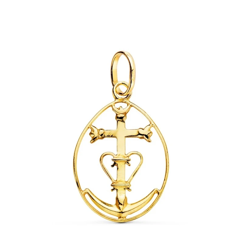 Cruz de la Camarga Colgante Oro 18k unisex 25 mm. calada cerco