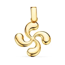 Lauburu Colgante Amuleto Oro 18k unisex 23 mm. liso brillo
