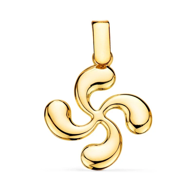 Lauburu Colgante Amuleto Oro 18k unisex 23 mm. liso brillo